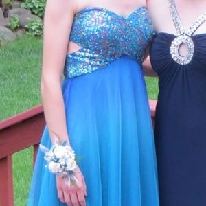 Blue Green Ombre Prom Gown